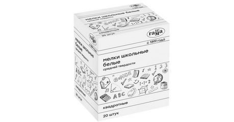 Мелок средн. твердости БЕЛЫЙ квадратный школьный уп.20 шт