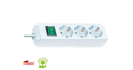 Удлинитель 5м (3 роз., 3.3кВт, с/з, выкл., ПВС) белый Brennenstuhl Eco-Line