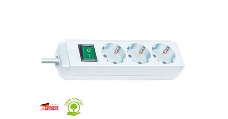 Удлинитель 5м (3 роз., 3.3кВт, с/з, выкл., ПВС) белый Brennenstuhl Eco-Line