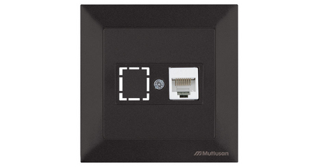 Розетка компьютерная 1xRJ45 (Cat5e, скрытая) черная, DARIA, MUTLUSAN