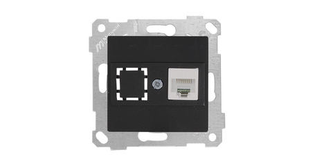 Розетка компьютерная 1xRJ45 (Cat5e, скрытая, без рамки) черная, RITA, MUTLUSAN