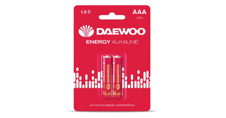 Батарейка AAA LR03 1,5V alkaline BL-2шт DAEWOO ENERGY