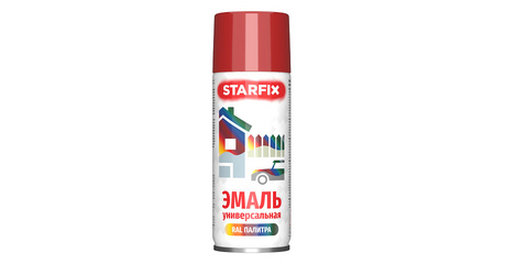 Краска-эмаль аэроз. универсальная красный огонь STARFIX 520мл (3000)