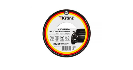 Изолента автомобильная полиэстер, 0.17х19 мм, 25 м KRANZ