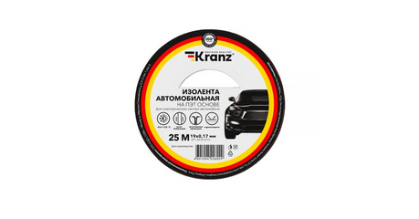 Изолента автомобильная полиэстер, 0.17х19 мм, 25 м KRANZ