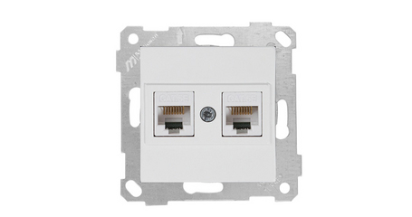 Розетка компьютерная 2xRJ45 (Cat5e, скрытая, без рамки) белая, RITA, MUTLUSAN