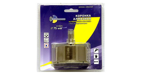 Коронка алмазная  d 75 мм по керамике и кафелю TRIO-DIAMOND
