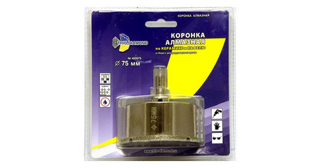 Коронка алмазная  d 75 мм по керамике и кафелю TRIO-DIAMOND