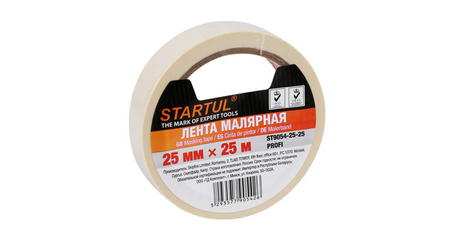 Лента малярная 25ммх25м STARTUL PROFI (ST9054-25-25), белая