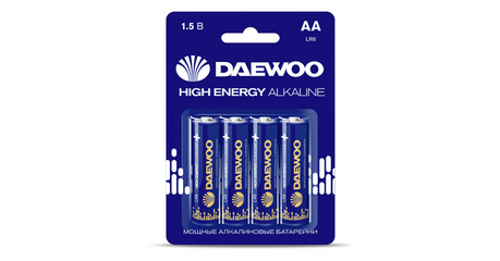 Батарейка AA LR6 1,5V alkaline BL-4шт DAEWOO HIGH ENERGY