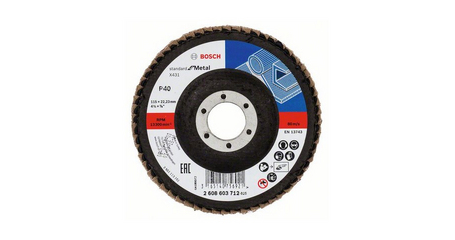 Круг лепестковый 115х22.2 мм K40 плоский STANDARD FOR METAL BOSCH