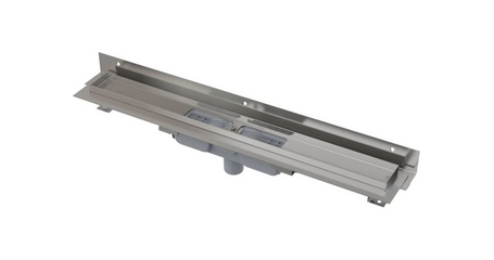 Водоотводящий желоб с порогами для перф. решетки и регул.ворот.к стене, вертик. сток, 950, Alcaplast