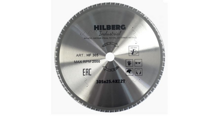 Диск пильный 305x25,4 мм 72 зуб.по металлу Hilberg Industrial