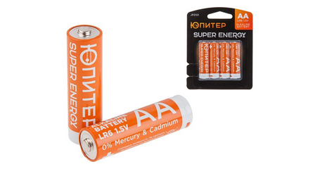 Батарейка AA LR6 1,5V alkaline 4шт. ЮПИТЕР