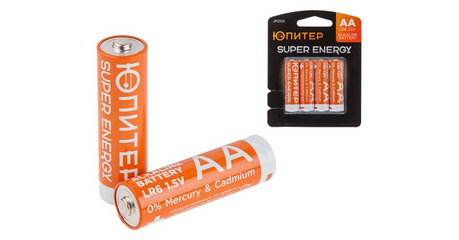 Батарейка AA LR6 1,5V alkaline 4шт. ЮПИТЕР