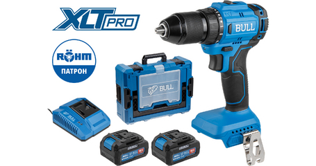 Аккум. дрель-шуруповерт BULL SR 1803 Xcase XLTpro БЕСЩЕТ., 2x4 А*ч, 18 В, 45 Н*м, БЗП 13 мм