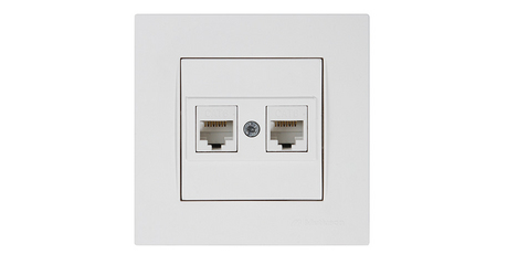 Розетка компьютерная 2xRJ45 (Cat6, скрытая) белая, RITA, MUTLUSAN