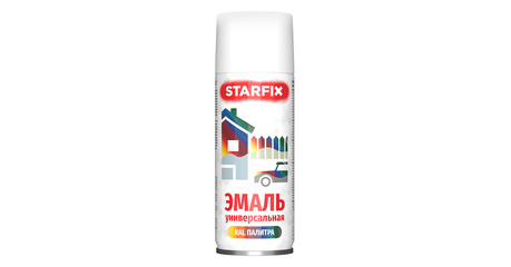 Краска-эмаль аэроз. универсальная белый матовый STARFIX 520мл (9003)