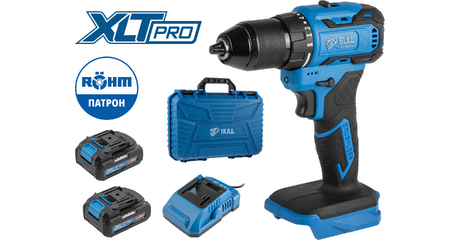 Аккум. дрель-шуруповерт BULL SR 1804 R-series в чем. XLTpro БЕСЩЕТ., Импульс., 18 В, 50 Н*м, 2х2 А*ч