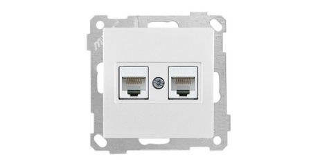 Розетка компьютерная 2xRJ45 (Cat5e) белая, ELITRA, MUTLUSAN