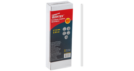 Клеевые стержни WORTEX GS 0720 U (PVC универсальный, 7,2*200мм, 50шт, коробка)