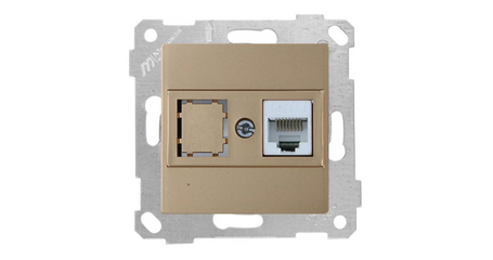Розетка компьютерная 1xRJ45 (Cat5e, скрытая, без рамки) золото, RITA, MUTLUSAN