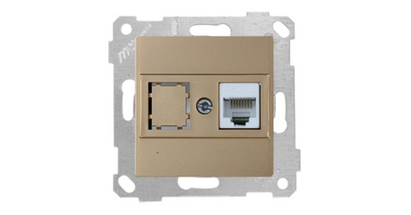 Розетка компьютерная 1xRJ45 (Cat5e, скрытая, без рамки) золото, RITA, MUTLUSAN