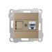 Розетка компьютерная 1xRJ45 (Cat5e, скрытая, без рамки) золото, RITA, MUTLUSAN