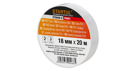 Изолента ПВХ 18ммх20м белая STARTUL PROFI (ST9046-6)