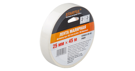 Лента малярная 25ммх45м STARTUL PROFI (ST9043-25-45), белая