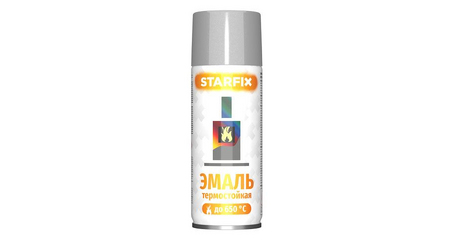 Краска-эмаль аэроз. термостойкая силиконовая серебристый STARFIX 520мл