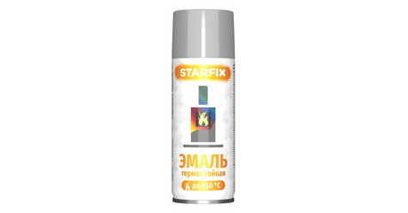 Краска-эмаль аэроз. термостойкая силиконовая серебристый STARFIX 520мл