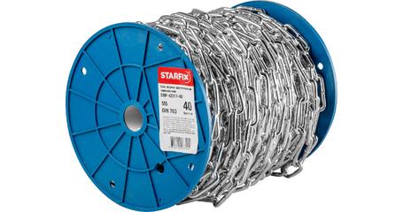 Цепь сварная длиннозвенная, оцинк. М5 DIN 763 (бухта 40 м) STARFIX