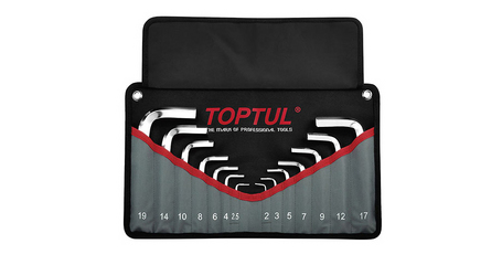 Набор ключей шестигр. 2-19мм 14шт (черное полотно) TOPTUL