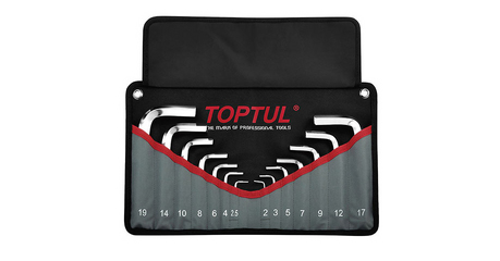 Набор ключей шестигр. 2-19мм 14шт (черное полотно) TOPTUL