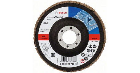 Круг лепестковый 115х22.2 мм K60 плоский STANDARD FOR METAL BOSCH