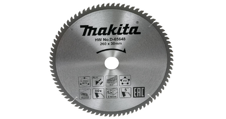 Диск пильный универсальный STANDART 260X30X2.6X80T Makita