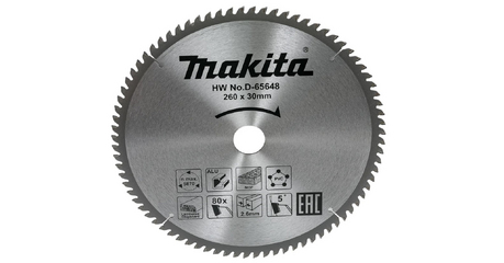 Диск пильный универсальный STANDART 260X30X2.6X80T Makita