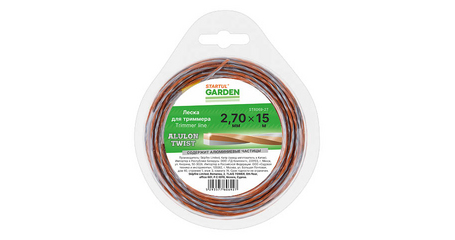 Леска ф 2.7 мм х 15 м витой квадрат сеч. ALULON TWIST STARTUL GARDEN