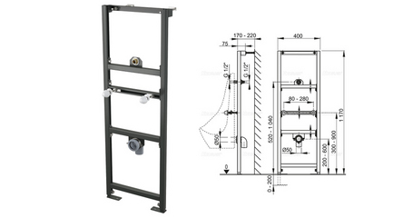 Рама для писсуара (высота монтажа 1,2 м), Alcaplast