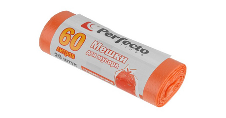 Мешки для мусора суперпрочные, 60 л, 20 шт., PERFECTO LINEA