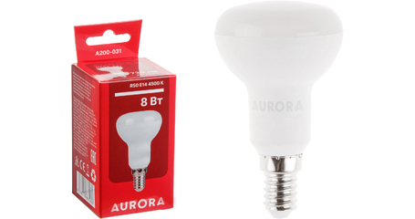 Лампа светодиодная R50 8Вт 230В E14 4500K AURORA