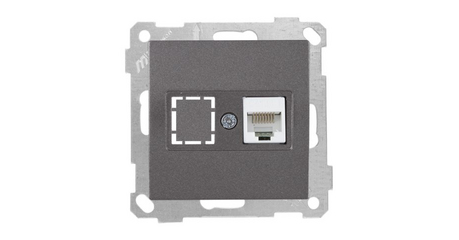 Розетка компьютерная 1xRJ45 (Cat5e) дымчатая, ELITRA, MUTLUSAN