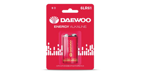 Батарейка 6LR61 9V alkaline BL-1шт DAEWOO ENERGY