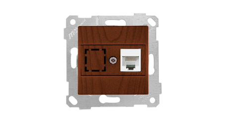 Розетка компьютерная 1xRJ45 (Cat5e, скрытая, без рамки) орех, RITA, MUTLUSAN