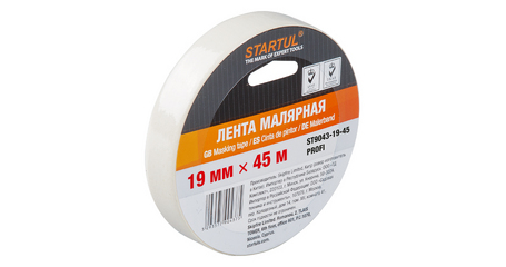 Лента малярная 19ммх45м STARTUL PROFI (ST9043-19-45), белая
