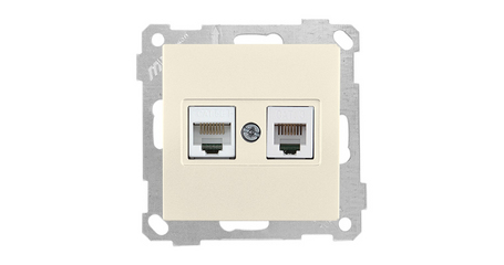 Розетка телефонная + компьютерная (RJ12+Cat5e, скрытая, без рамки) кремовая, DARIA, MUTLUSAN