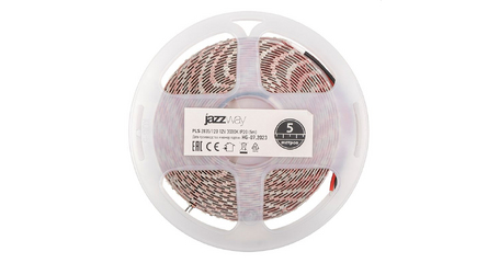 Лента светодиодная PLS-2835/120 (12.0 Вт/м, 960 Лм/м, 3000К, IP20, 12В (5 м в уп.) JAZZWAY