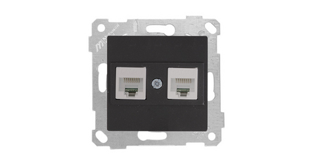 Розетка компьютерная 2xRJ45 (Cat5e, скрытая, без рамки) черная, RITA, MUTLUSAN