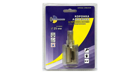 Коронка алмазная  d 25 мм по керамике и кафелю TRIO-DIAMOND